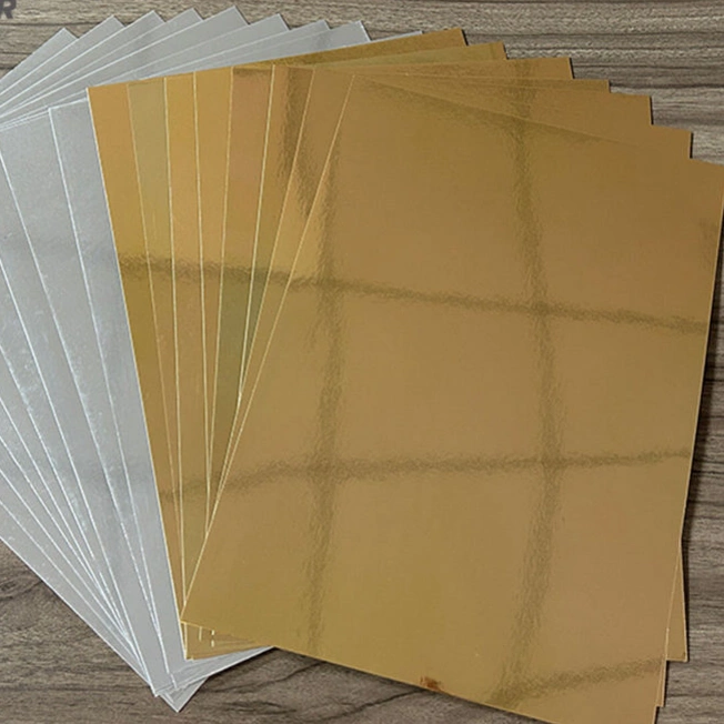 金色和银色层压白色背板325/350gsm金箔纸板层压纸激光印刷用金属纸