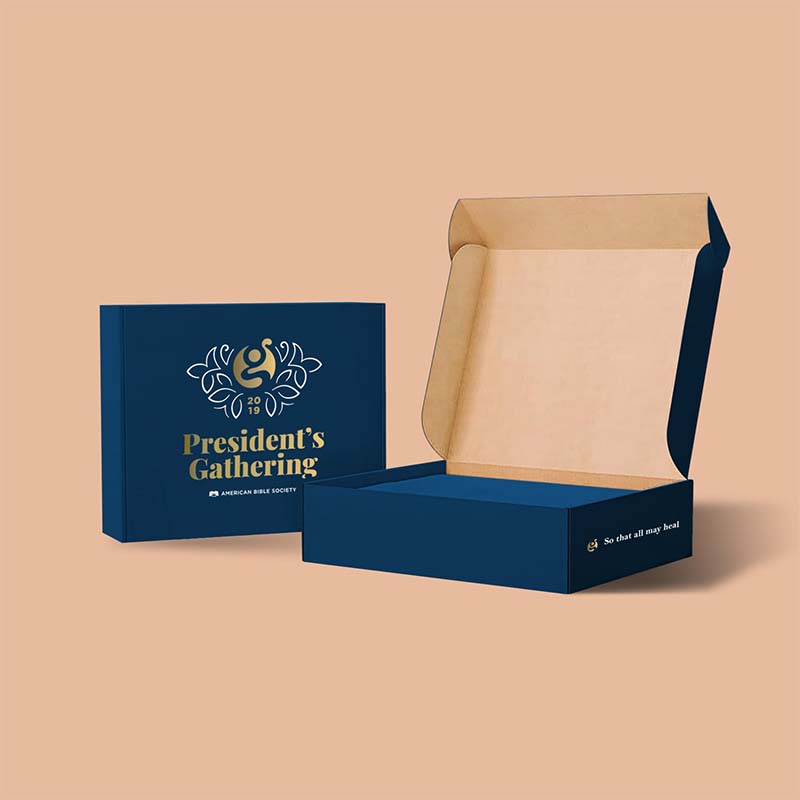 Conference Navy Blue Gold Foil Commemorative Gift Box