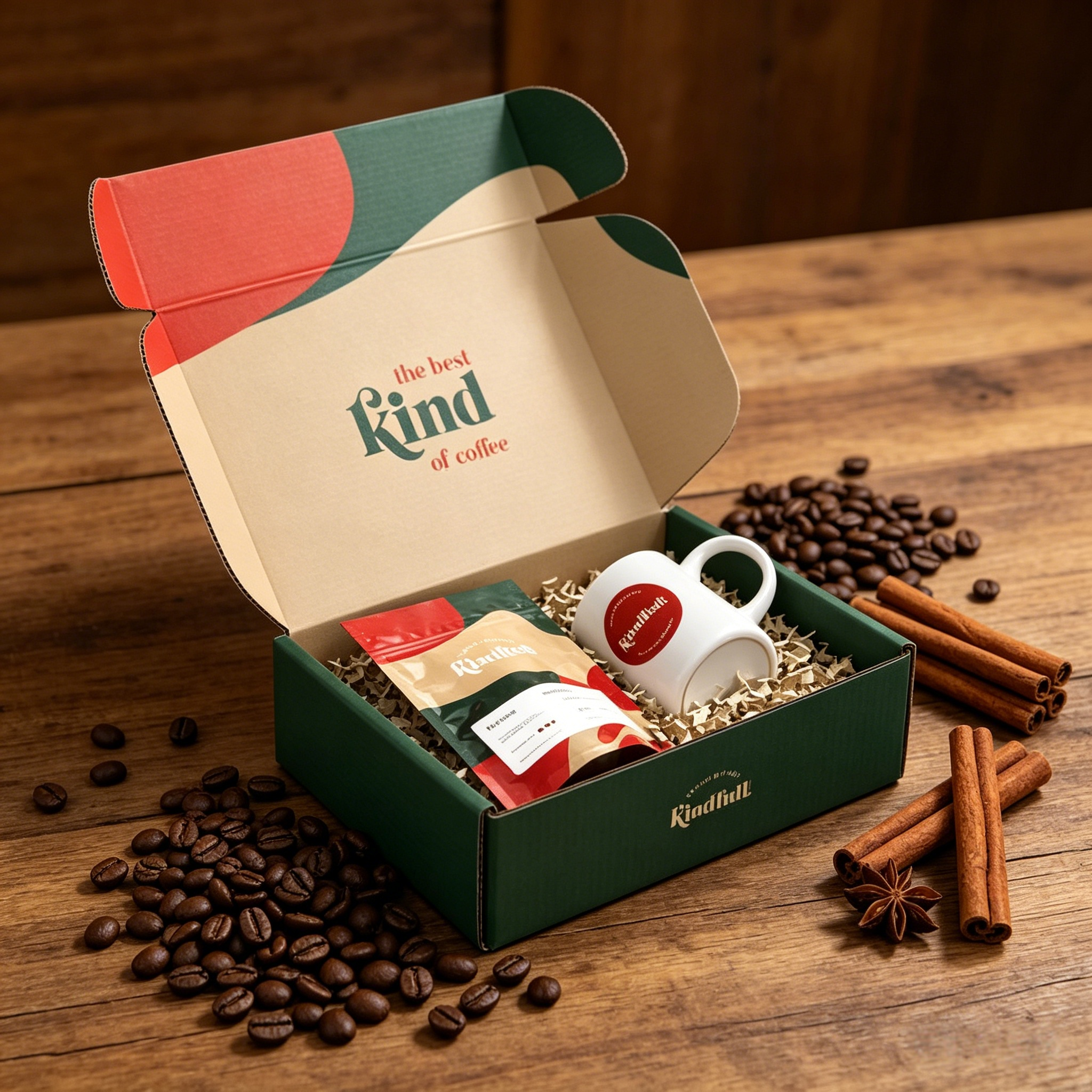 Festive Red & Green Contrast Coffee Gift Box Airplane Box