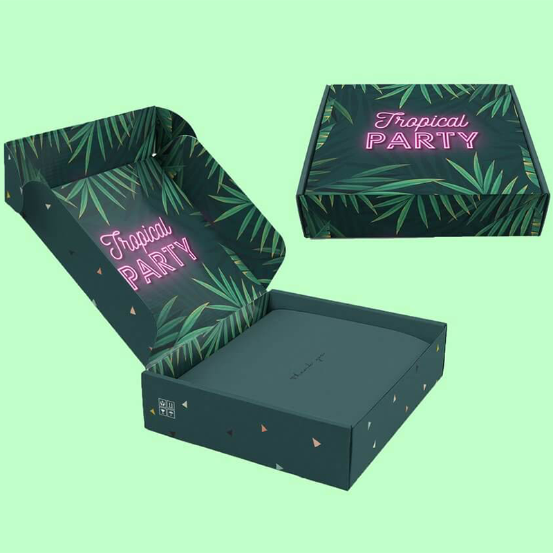 Festive Dark Green Tropical Botanical Party Gift Mailer Box