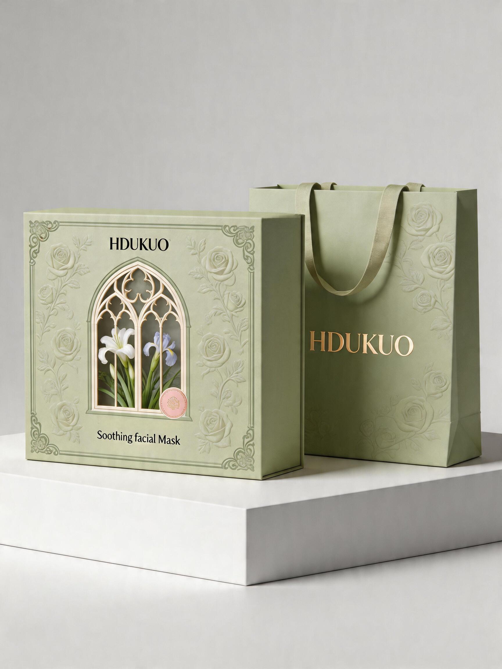 Morandy green roses open the window. The Box Makeup Skin Care Gift Box