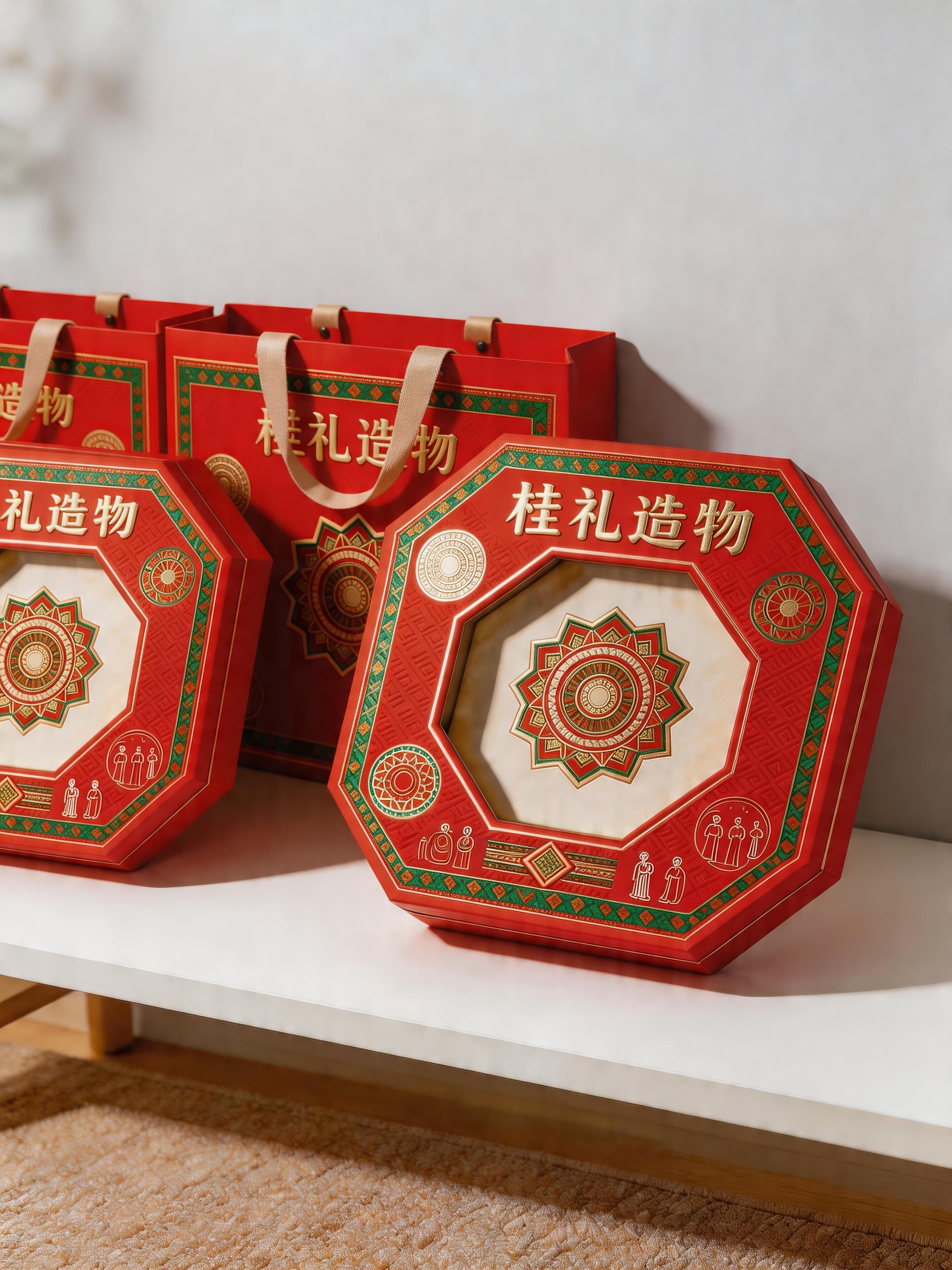 The eighth window gift box. New Chinese National Wind Eight Count Sky Build a gift box.