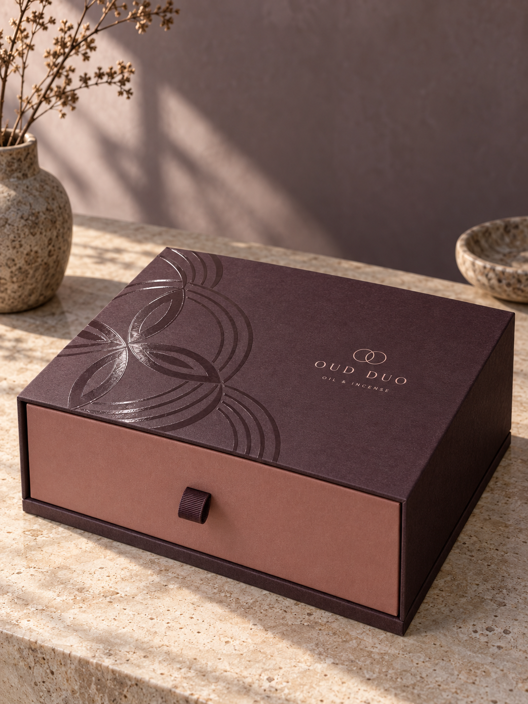 Reproduction of Colour Cutting Box Packaging box. Smelled oil smelled gift box.
