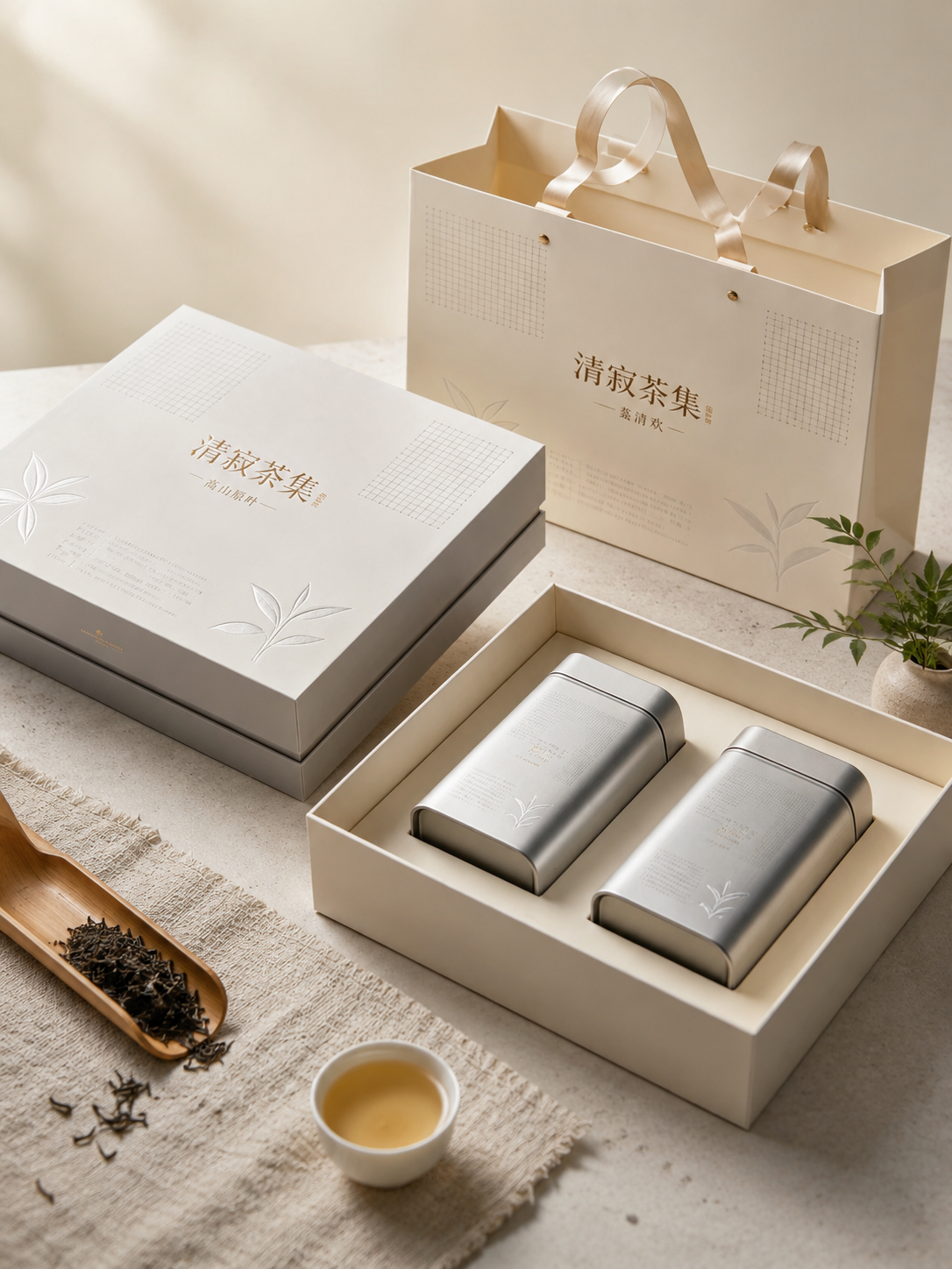 I am very happy to make the tea. The gift box. Double iron container with lightweight high-end tea gifts Packaging box with handbag customized.