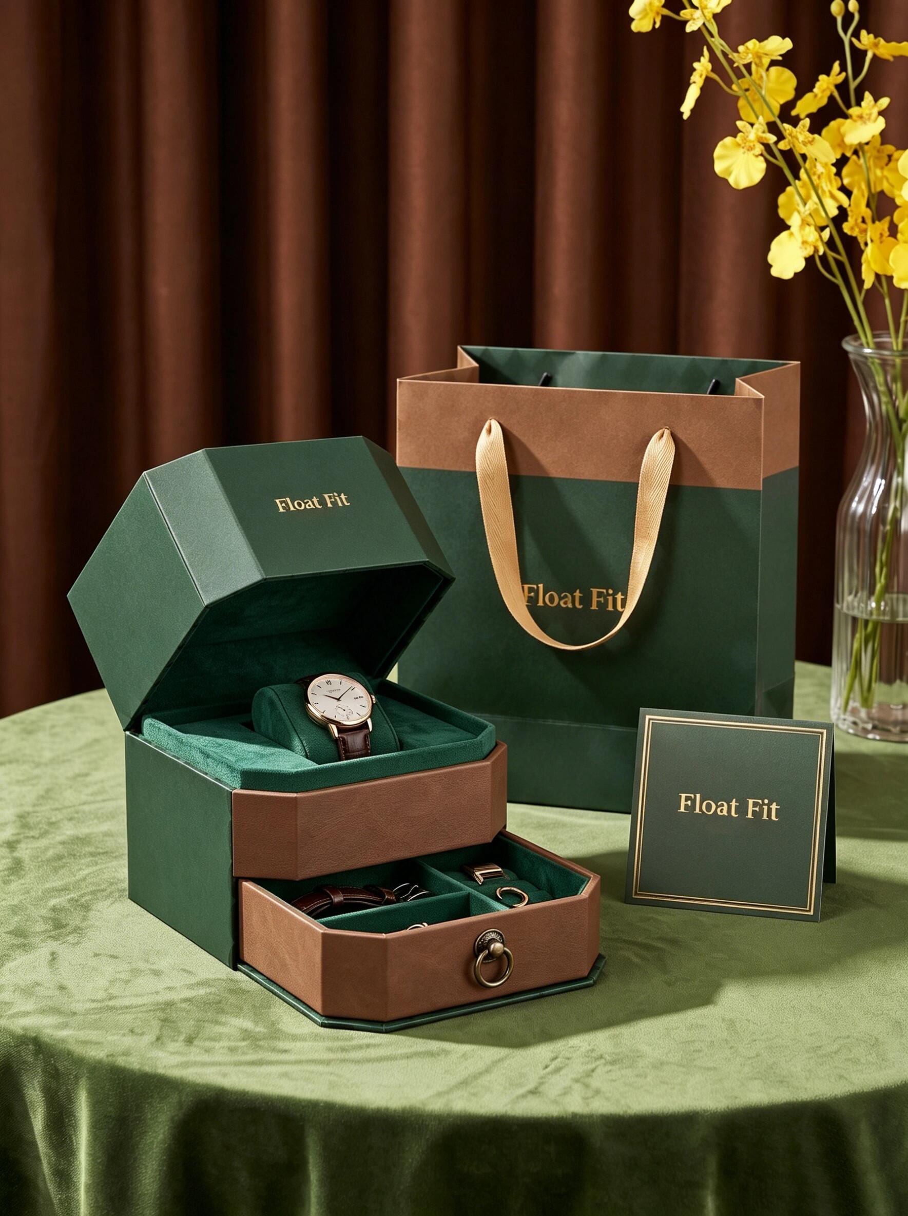 Reduced green eight-country double layer cover box Clock is a gift. Packaging Box