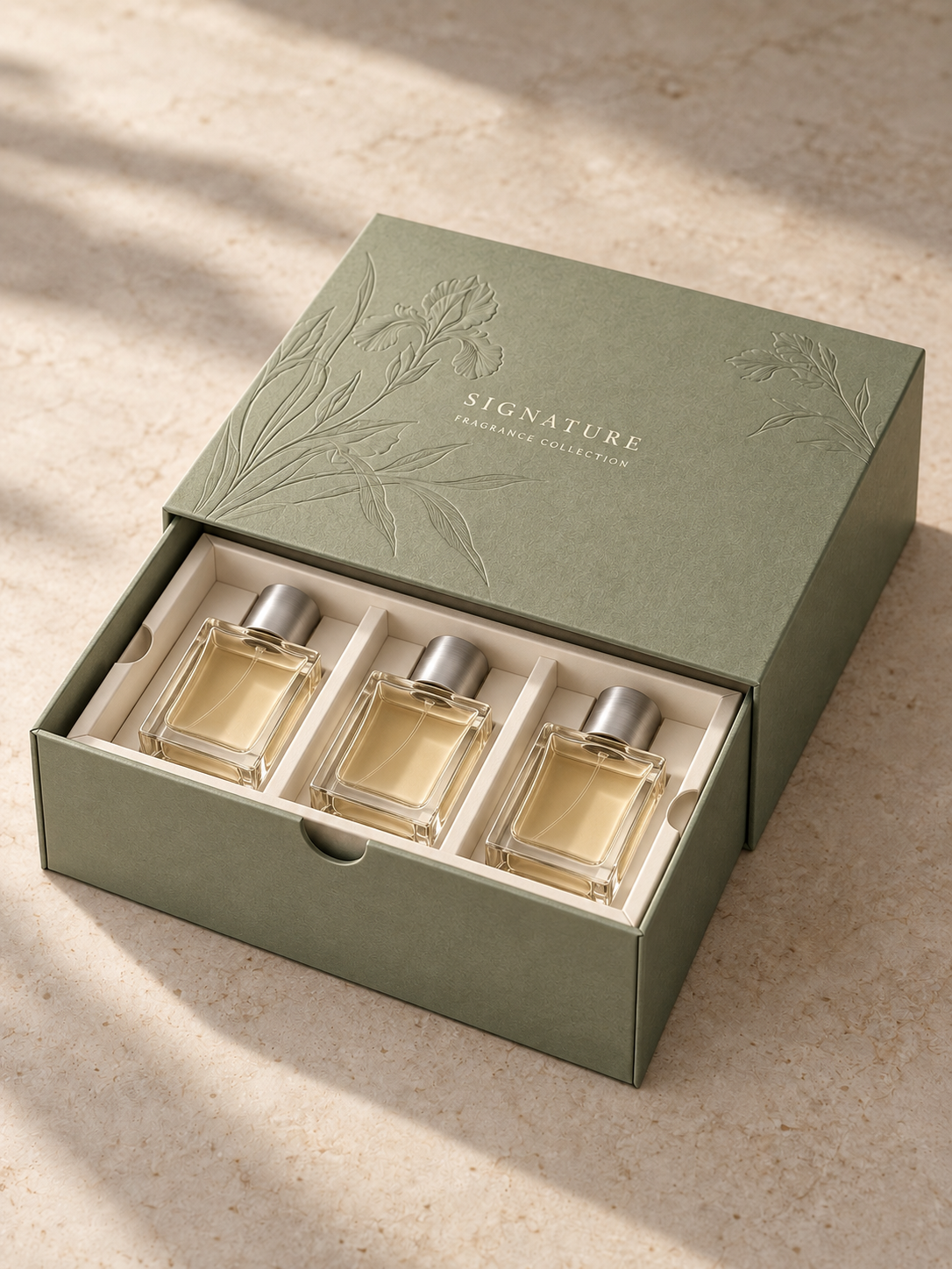 Morandi Green Flowers Sweatshirt – customized perfume The packaging box* 3 The gift box of perfume. Flowing Tattoos Smellful gift box.