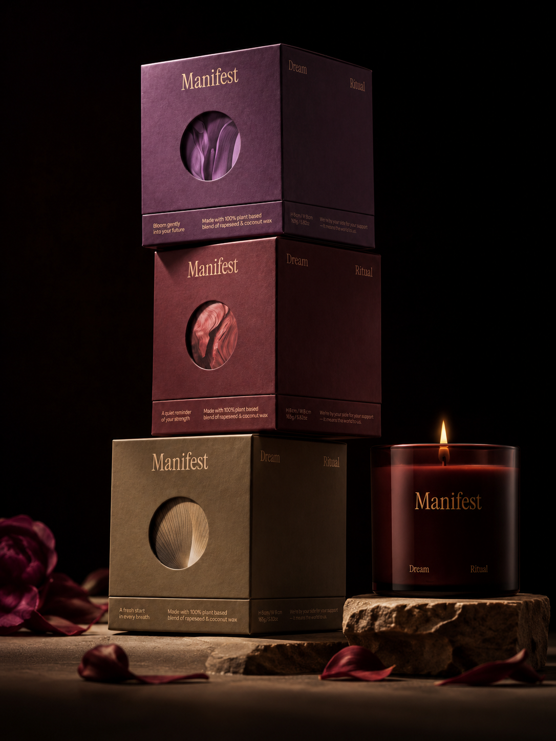 Open the window candle color box. High-quality dark shape of hot gold. Heaven and Earth packaging box.