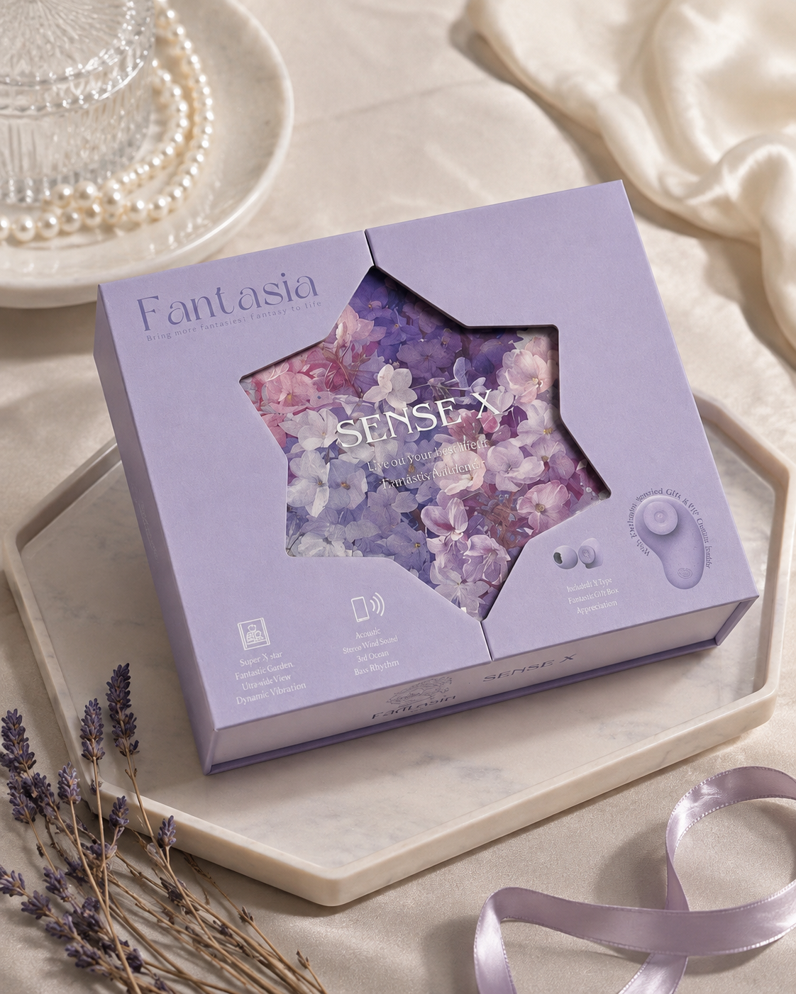 Cotton Pentagon Opening Window Box Dream Flowers Butterfly Covering Makeup Customized digital gift packaging box