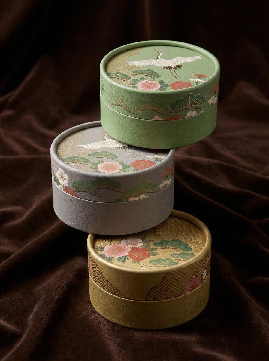 The National Winds Heat Gold Printing Circular of paper. Jewelry of Tea. Circular packaging box.