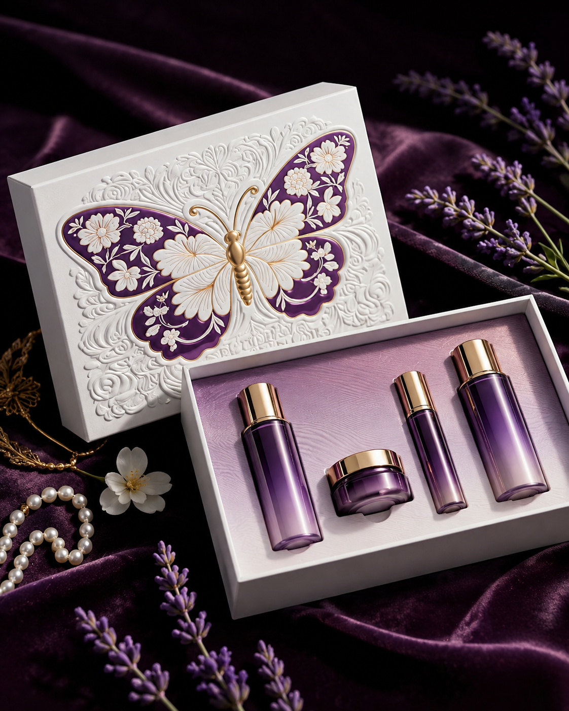 White coloured stereo flushed butterflies Heaven and Earth Gift Box