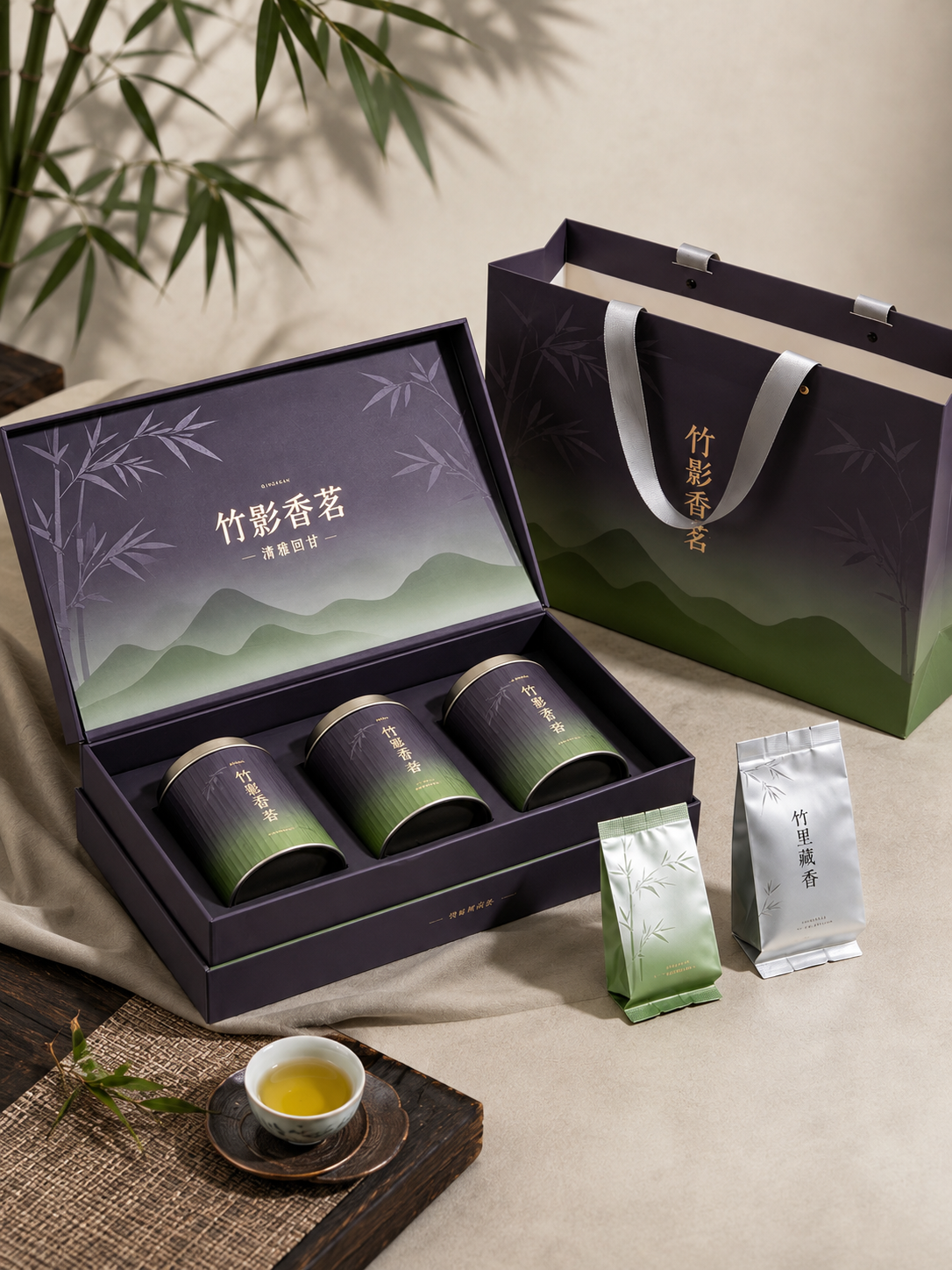 Green Tea to New Chinese Tea The gift box. 3 The Water Book of the Mountains. The high-end tea packaging box is fully customized.