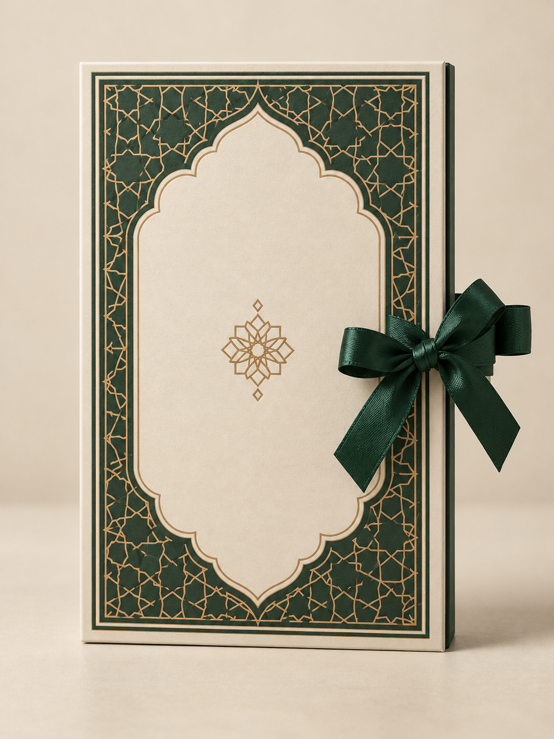 The Islamic Book Model. Custom perfume packaging box. Green gold hot rubber with butterflies The bookbox. Single bottle of perfume fixed plants The Gift Box.