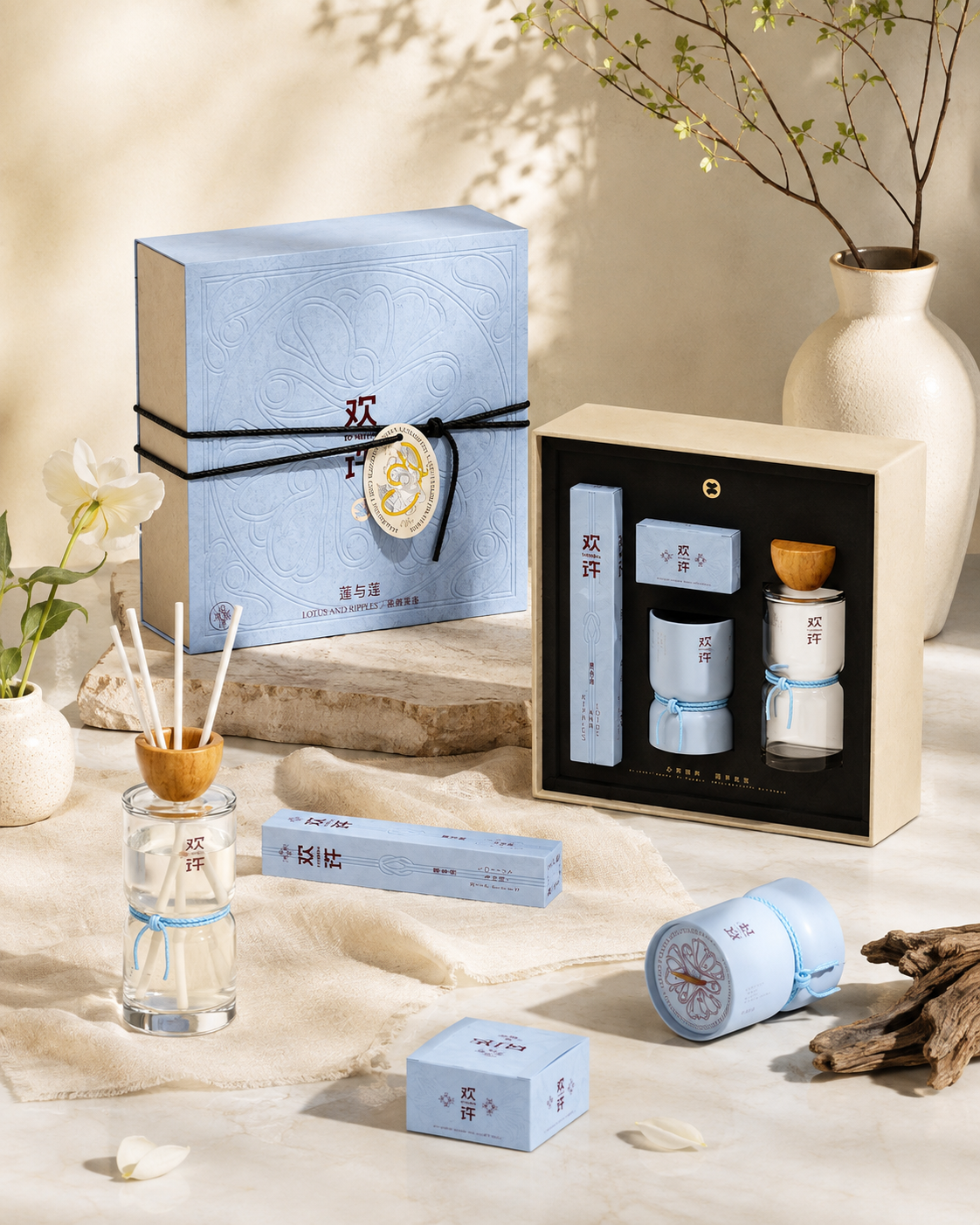New Chinese Light Blue Floating Sky Cover The Lavender Box.