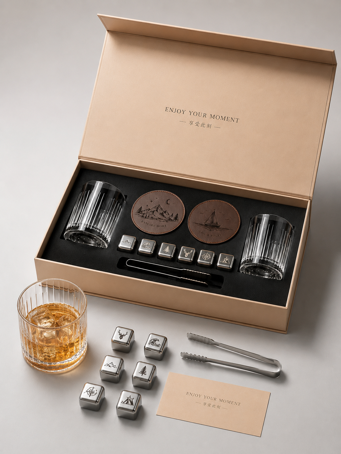 A hard box of gifts. Glass glass metal ice cream. Clothes Business Men's Gifts Packaging box is customized.
