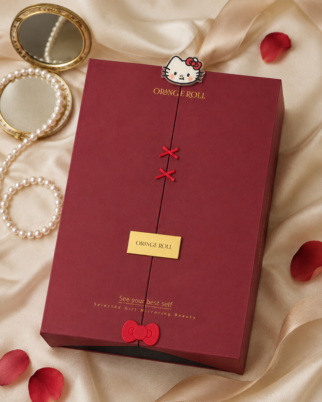 Wine Red Butterfly Double Opening The makeup box.