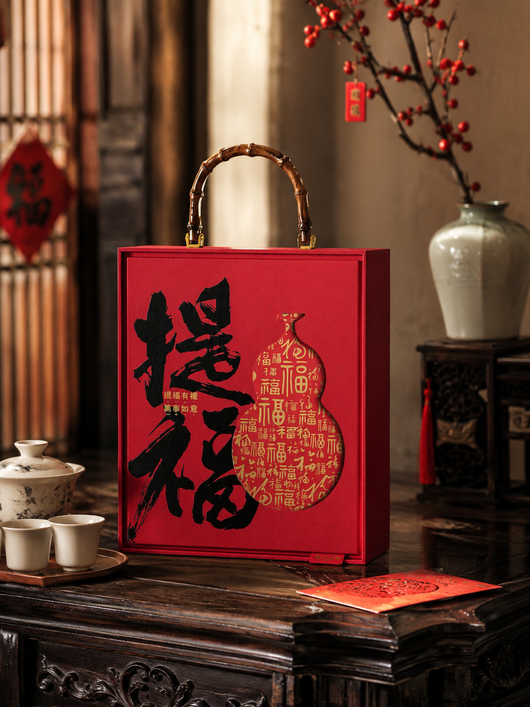 New Chinese Red Covered Hard Box The gift box.