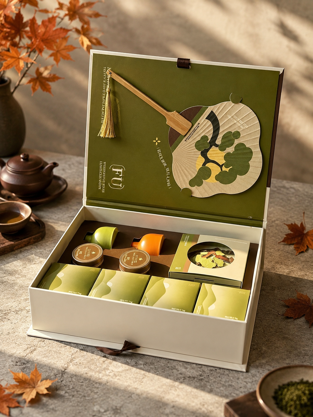 New Chinese Toughened Laminated Tea The gift box. Tea clothes are decorated. Packaging box is customized.