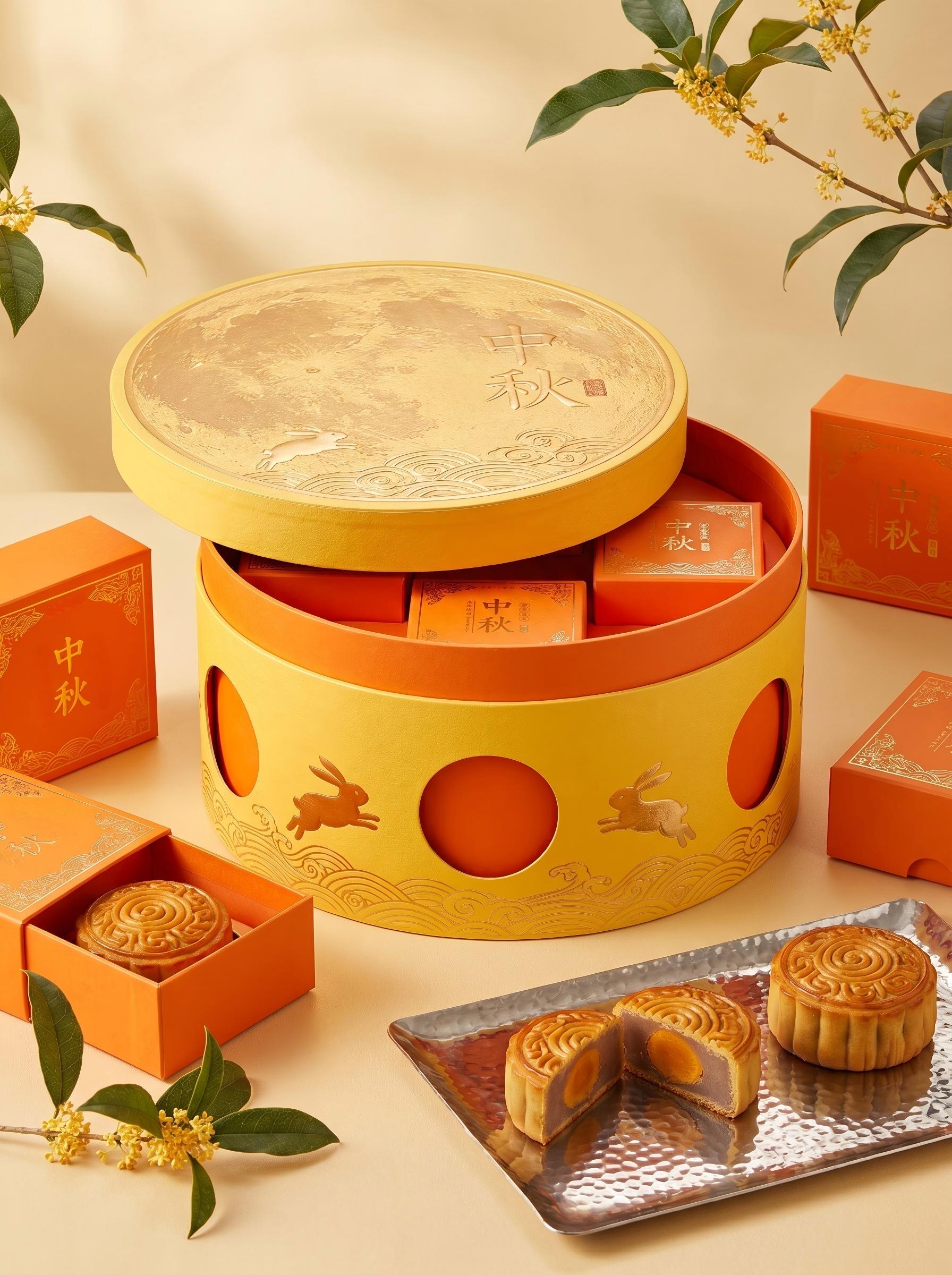 Close to the mid-summer bullet. The gift box. Commercial Gifts Multi-Level Monthly Cakes Circular packaging one-stop customization