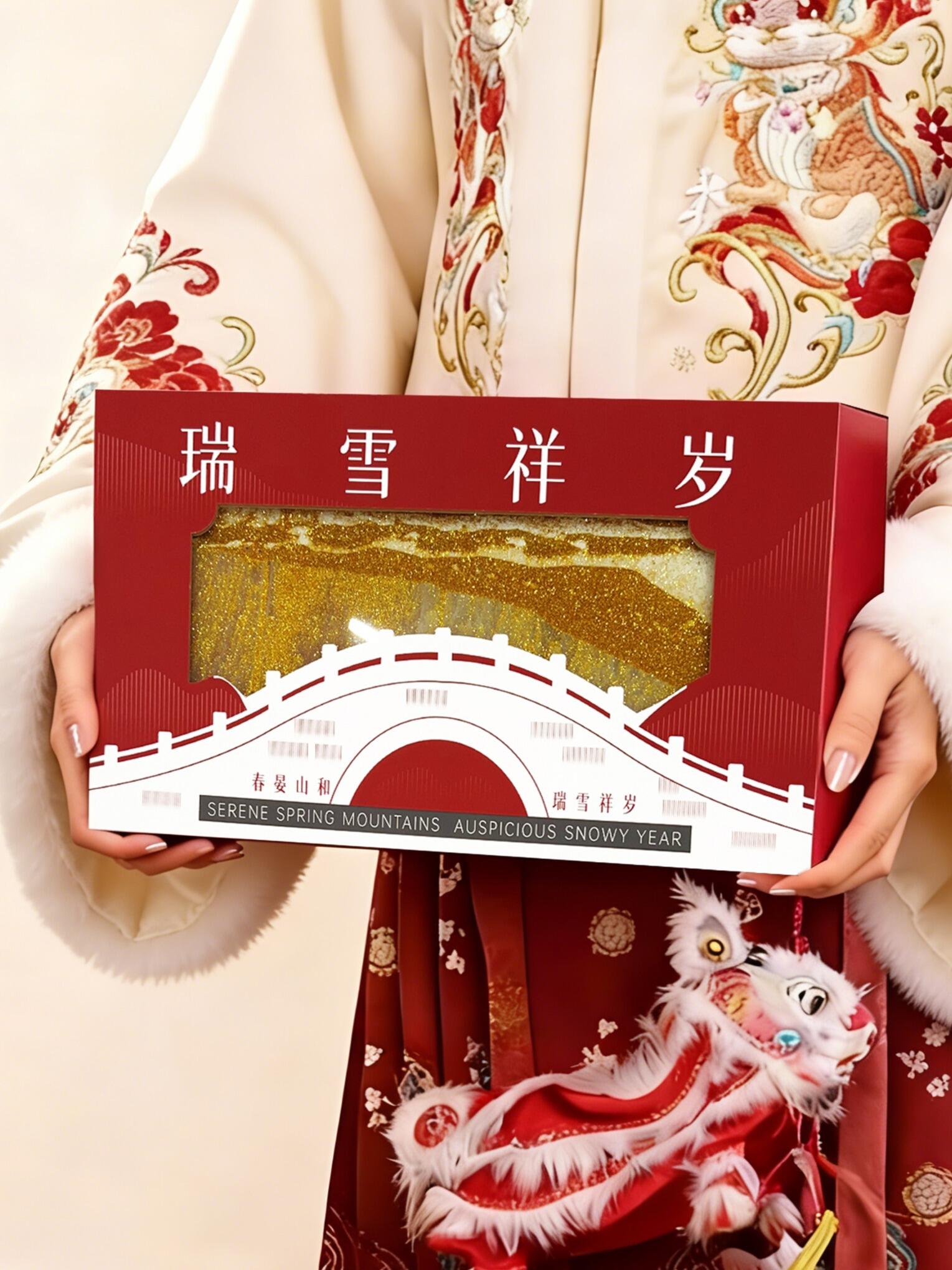 Rihanna opened the window. The gift box. The National Mountains Bridge Images Opening Window Packaging Box The Sand Effect Window EVA Plants of Into New Year’s Tea Gift Box