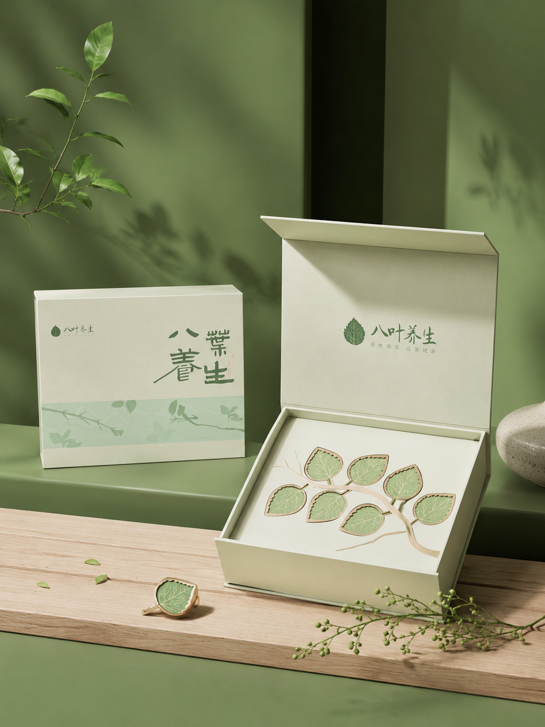 Natural winds cover the gift box. New Chinese food products. Packaging Box